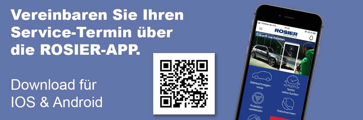 Laden Sie sich die ROSIER APP auf Ihr smartphone.