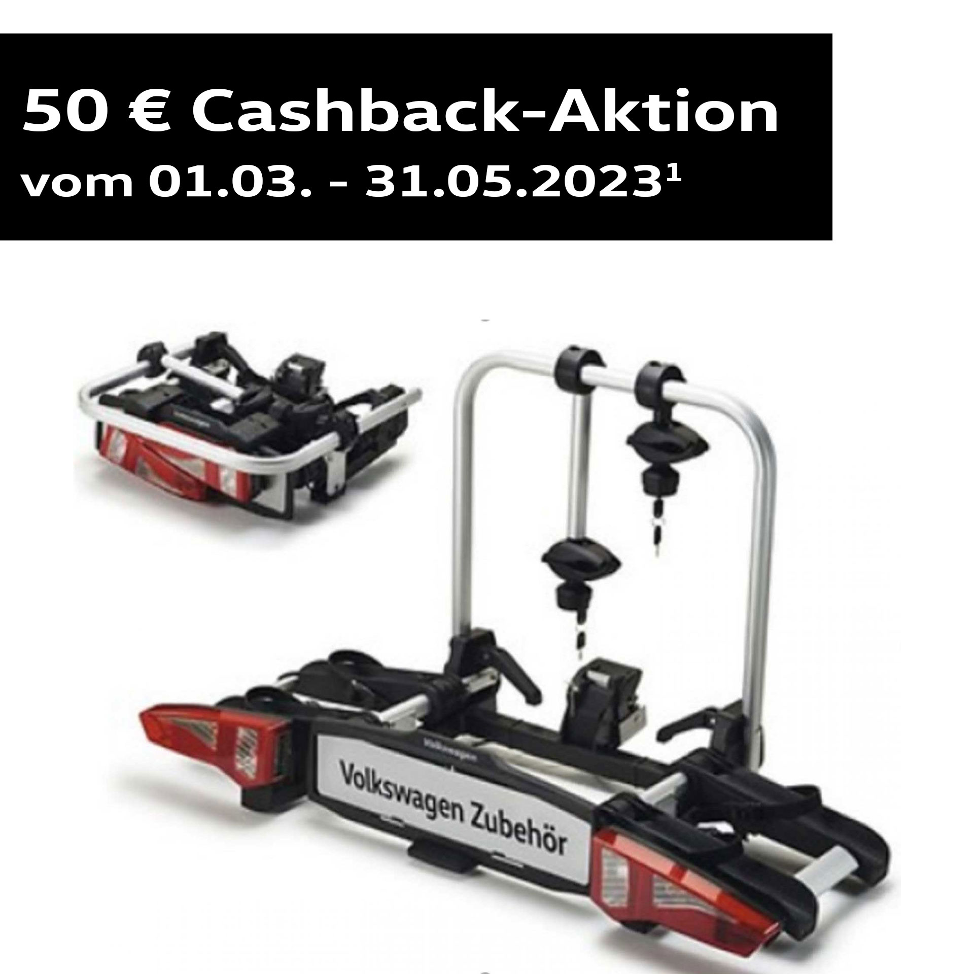 Volkswagen Fahrradträger Premium für die Anhängervorrichtung für 2 Fahrräder faltbar | 50 € Cashback 