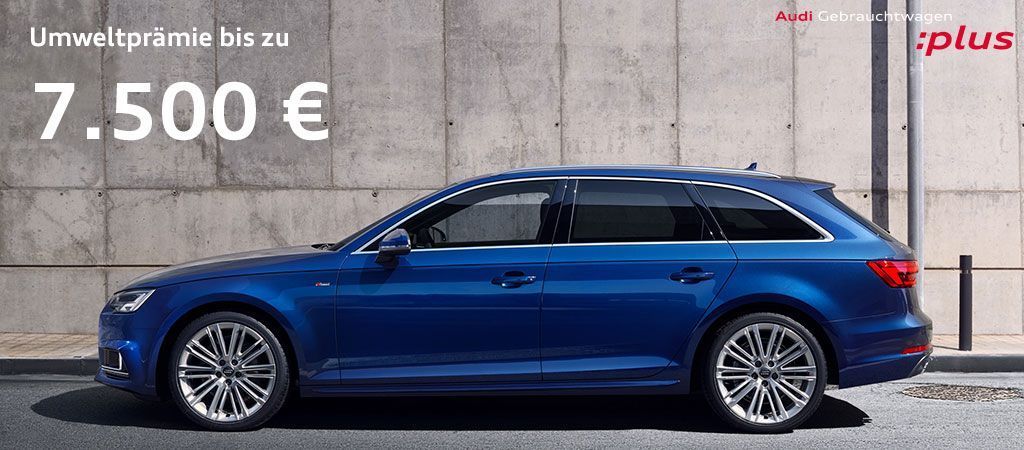 Beim Kauf eines Audi jungen Gebrauchtwagens erhalten Sie bis zu 7.500 € Umweltprämie. 
