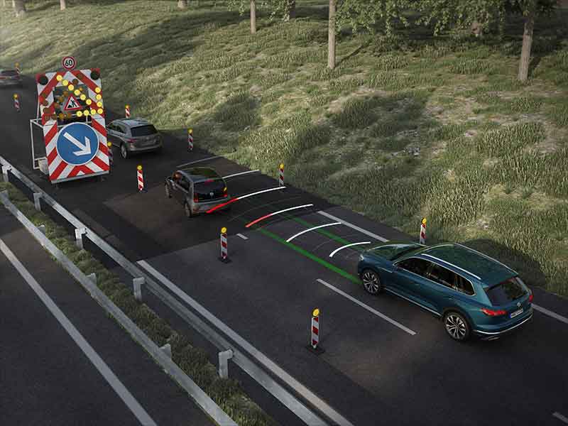 Darstellung des Erkennungssystems des Vlokswagen Stau Assistenten;